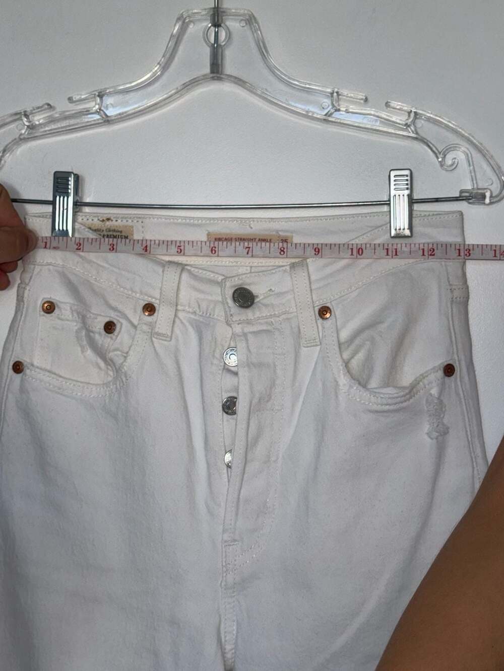 Levi's Premium Ribcage Straight Ankle White Jeans Size 25 - Picture 5 of 11